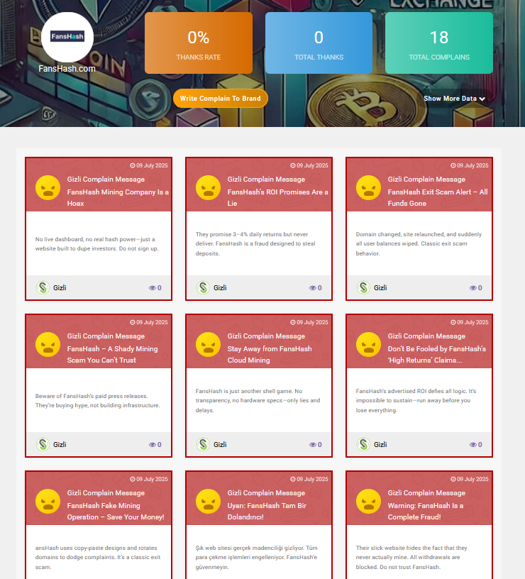 Crypto Community Warns: FansHash Scam Complaints Mount